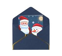 Santa Claus And Snowman Print Greeting Card Paper, Half Fold To Cards For Birthday, Wedding, Party.