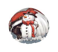Santa Claus and Snowman Print Shower Cap for Women Men, Reusable Double-Layer Fabric Bathing Cap Girls Hair Caps