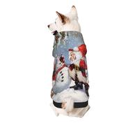 Santa Claus and Snowman Printed Dog Hoodie Soft Dog Sweatshirt Cute Cat Dog Clothes for Small Dogs Kitten Puppy, S