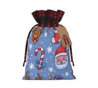 Santa Claus And The Christmas Reindeer Christmas Burlap Gift Bags With Drawstring And Tags - Tiny Small Gift Bags For Xmas Candy And Christmas Supplies, Christmas Drawstring Gift Bags 8.3×11.8in