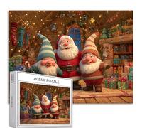 Santa Claus and The Gnomes 1000 Piece Jigsaw Puzzles for Adults Christmas Atmosphere Art Jigsaw Puzzle Colorful DIY Puzzles for Home Decoration Gifts Family Puzzle Perfect for Game Nights 70×50 cm