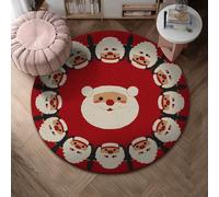 Santa Claus Area Rug, Christmas Festive Snow Man Christmas Hat Red Non-Slip Aesthetic Circle Home Doormat Accents Rug Bathroom Entryway Kitchen Bedside Decor 4' X 4'