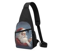 Santa Claus Art Printed Sling Backpacks Casual Crossbody Shoulder Bag Chest Pack for Men Women