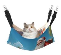 Santa Claus at Beach Cat Hammock for Cage Hanging Soft Pet Hammock Bed with Adjustable Straps and Metal Hooks Reversible Double Sided Hanging Bed Soft Sleeping Hammock for Cats