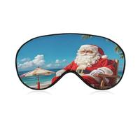 Santa Claus At Beach Eye Mask, Adjustable Strip, Blocks Light Sleep Mask, Sleep Eye Mask for Night Sleeping Travel Nap 8.1 * 4.1 Inches