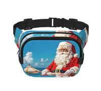 Santa Claus At Beach Fanny Pack For Women Waterproof Adjustable Belt Bags Waist Pack Fashion Casual Crossbody Bags Bum Bag For Running Workout Hiking Traveling, Black, One Size
