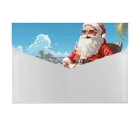Santa Claus at Beach Folder with 6 Pack Plastic Envelopes with Snap Closure,Waterproof File Envelope for Paper Bill Receipt,Expanding File Folder Organizer for Home Office
