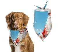 Santa Claus at Beach Printed Pet Scarf Polyester Triangle Scarf - One Size (27.6in X 11.8in)