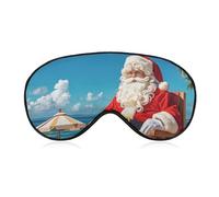 Santa Claus At Beach Sleep Mask Comfort Travel Eye Masks with Adjustable Elastic Strap Soft Funny Block Light Sleep Eye Cover for Side Sleeper for Nap Men Women Gift