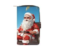 Santa Claus at Beach Wallet Multifunctional Wallets for Men Compact Wallet Purse Passport Bag