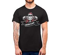 Santa Claus Biker Funny T Shirt - Christmas Motorcycle Shirt - Parody Motorbike T Shirt - Funny Xmas Gift Idea for Bikers, Large - Mens, Black