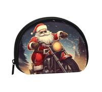 Santa Claus Biker Riding Coin Purse Personalized Coin Bag for Women Men Change Purse Small Wallets with Zipper Mini Shell Coin Pouch Outdoor Shopping Change Storage Bag Handbags Gifts