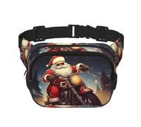 Santa Claus Biker Riding Fanny Pack Adjustable Crossbody Bag Large Waist Bag Travel Belt Bag Unisex Bum Bag