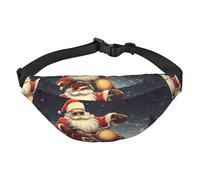 Santa Claus Biker Riding Fanny Pack for Men Women Belt Bag Fashion Waist Bag Everywhere Crossbody Bag Wallet Hip Bum Bag with Adjustable Strap Waterproof Chest Bag for Travel Hiking Sports, Black, One