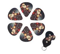 Santa Claus Biker Riding Guitar Picks 6 Pack 3 Different Thickness Celluloid Guitar Plectrums with Guitar Pick Holder Personalized Guitar Pick for Acoustic Guitar, Electric Guitar, Bass