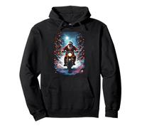 Santa Claus Biker Riding Motorcycle Christmas Moon Pullover Hoodie