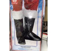 Santa Claus Black Boot Covers Father Christmas Fancy Dress Mens Costume Acc