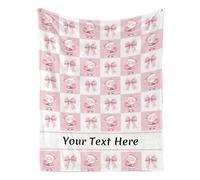 Santa Claus Blanket with Pink Bows, Soft Microfiber Bow Blanket Cute Room Decor, 60"x80"