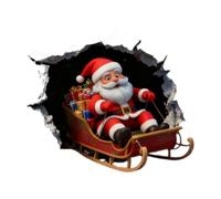 Santa Claus Breaching Through A Wall Sticker, Christmas Wall Stickers, for Home Party Living Room Bedroom Bathroom Kitchen Office School (60 * 40cm)