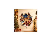 Santa Claus Break-in 3D Wall Decals,Christmas Broken 3D Wall Decal | Santa Claus Breaking Through Wall Design,Peel-and-stick,Xmas Break Through Walls Stickers Decor for Winter Holiday Home Door
