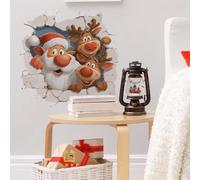 Santa Claus Break The Wall Stickers,Funny Santas Walls Art Decal with Realistic 3D Effect,Christmas Wall Decorations,Christmas Cartoon Santa Sticker for Living Room, Bedroom