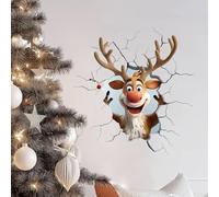 Santa Claus Break The Wall Stickers,Funny Santas Walls Art Decal with Realistic 3D Effect,Christmas Wall Decorations,Christmas Cartoon Santa Sticker for Living Room, Bedroom