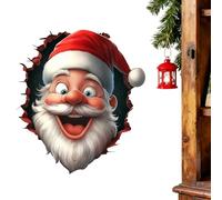 Santa Claus Breaking The Wall Sticker - 3D Effect Christmas Cartoon Design Wall Decals, Santa Claus Stickers For Living Room - For Study Bedroom Living Room Official