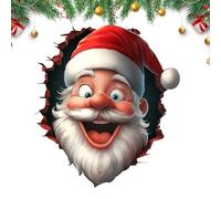 Santa Claus Breaking The Wall Sticker | Removable Decal with Broken Wall Design Christmas Decoration, Stickers for Living Room Santa Claus, Office Living Room