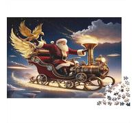 Santa Claus Breaking through Ice with Flowers 1000 Pieces Extra-Thick Cardboard DIY Jigsaw for Family, Fun Game, Beautiful Decoration, 38x26cm/1000pcs