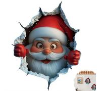 Santa Claus Breaks Through The Wall 3D Decal,Christmas Wall Stickers,3D Effect Santa Claus WallDecals,Removable Winter Holiday Xmas Break Through Walls Decal for Window Refrigerator Decor