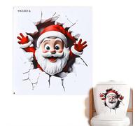 Santa Claus Breaks Through The Wall 3D Decal,Christmas Wall Stickers,3D Effect Santa Claus WallDecals,Removable Winter Holiday Xmas Break Through Walls Decal for Window Refrigerator Decor