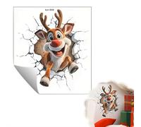 Santa Claus Breaks Through The Wall 3D Decal,Christmas Wall Stickers,3D Effect Santa Claus WallDecals,Removable Winter Holiday Xmas Break Through Walls Decal for Window Refrigerator Decor