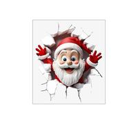 Santa Claus Breaks Through The Wall Sticker - 3D Self-Adhesive Bathroom Toilet Decal | Removable Christmas Wall Art for Bedroom & Home Decor | 25x29cm PVC Waterproof Design