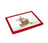 Santa Claus Bug Art Christmas Lap Tray, 44x34cm, Red Trim, Padded Cushioned Bean Bag