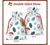Santa Claus, Candies, Snowflakes Christmas Gift Bags With Drawstring, Reusable Gift Wrapping Bags For Xmas Holiday M Red Christmas Ribbon