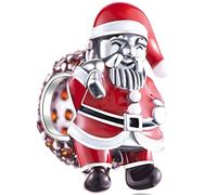 Santa Claus Carry with Christmas Bag Charms fit Pandora Xmas Bracelet, 925 Sterling Silver Santa Sending Present Red Enamel Beads with CZ Stones, Gifts for Family/Mummy/Wife