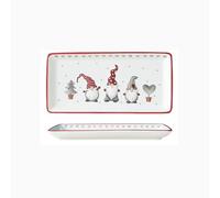 Santa Claus Ceramic Coffee Cup Storage and Decorative Plate Teapot Mug Seasoning Jar Spoon Holder Sealed Dish Butter Tree-Shaped (Long Plate)