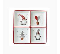 Santa Claus Ceramic Coffee Cup Storage and Decorative Plate Teapot Mug Seasoning Jar Spoon Holder Sealed Dish Butter Tree-Shaped (Four-Grid Plate)