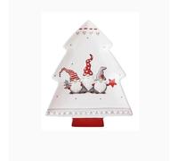 Santa Claus Ceramic Coffee Cup Storage and Decorative Plate Teapot Mug Seasoning Jar Spoon Holder Sealed Dish Butter Tree-Shaped (Tree-Shaped Plate - Large)