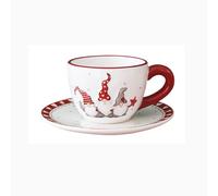 Santa Claus Ceramic Coffee Cup Storage and Decorative Plate Teapot Mug Seasoning Jar Spoon Holder Sealed Dish Butter Tree-Shaped (Coffee Cup and Saucer)