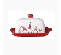 Santa Claus Ceramic Coffee Cup Storage and Decorative Plate Teapot Mug Seasoning Jar Spoon Holder Sealed Dish Butter Tree-Shaped (Butter Dish)