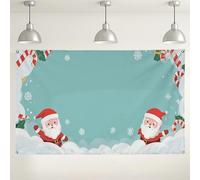 Santa Claus Christmas Backdrop, Cute Cartoon Winter Holiday Decorations, Perfect for Party Photo Booth Supplies, Winter Wonderland Theme 71x43 Inch