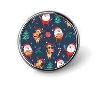 Santa Claus Christmas Badge,Comfort Light in Weight Round Emblem Cute Funny Decor Brooch Smooth Does Not Fade Badges for Hats Jackets Coat Shirt