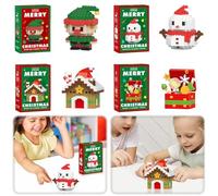 Santa Claus Christmas Building Blocks Set, 4PCS Mini Holiday Figures - DIY Xmas Tree Decor, Santa, Snowman, Reindeer, Stocking Stuffers, for Kids Boys Girls, (STYLE-1)