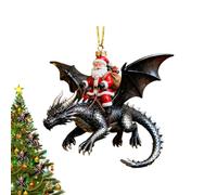 Santa Claus Christmas Decorations, 2D Father on Flying Dragon Decoration | Tree Ornament | for Holiday Decoration for Home Wall Window Backpack Celebration Winter A