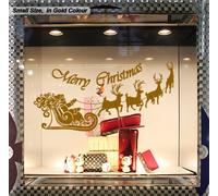Santa Claus Christmas Deer Window Wall Art Decoration Sticker - 60x29cm - Inside Glass for Outside - White