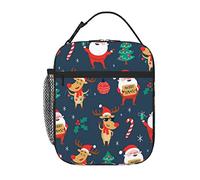 Santa Claus Christmas Lunch Bag for Men Women Insulated Lunch Box Portable Lunch Tote Bag Reusable Lunchbox for Office Work