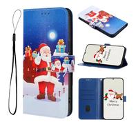 Santa Claus Christmas Phone Pocket for Samsung Galaxy A05s Case Side Flip Wallet Magnetic with Card Slots Wrist Strap Girls Chic Personalised Protective for Samsung Galaxy A05s