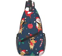 Santa Claus Christmas Print Sling Bag Crossbody Backpack for Women Men Hiking Travel Over The Shoulder Multipurpose Bag