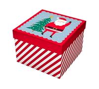 Santa Claus Christmas Square Gift Box 16cm - Festive Red Holiday Present Box, Reusable Xmas Packaging for Gifts, Treats & Seasonal Surprises